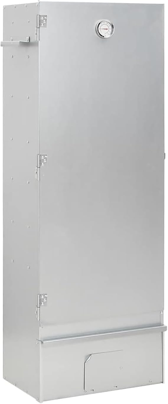 Gecheer BBQ Oven Smoker with Built-in Table Galvanized Steel Outdoor Smoker Grill with Thermometer, Adjustable Legs & Storage Shelves