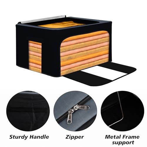 Image of Kuber Industries 66 Liter Clothes Storage Box | Underbed Storage Bag | Foldable Steel Frame Clothes Organizer | Storage Box For Wardrobe-Saree-Shirts And Blankets | Grey & Black