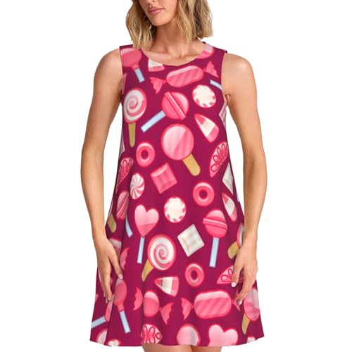 Robe t-shirt ample imprimé bonbons rose pour vos sorties plage