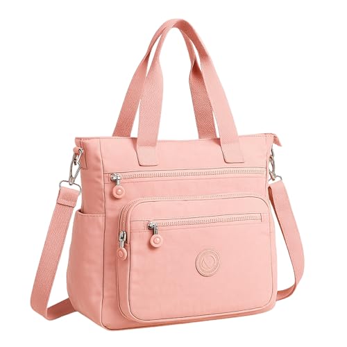 Bolsa Feminina Grande Sacola de Ombro Tote Faculdade Trabalho Resistente (Rosa)