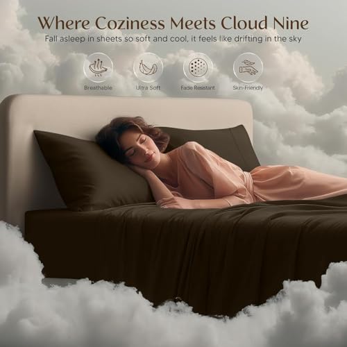 Image of Utopia Bedding California King Size Sheet Set - 4 Piece Bed Sheets, Soft and Breathable Microfiber, Includes 1 Fitted Sheet, 1 Flat Sheet and 2 Pillowcases - Oeko Tex (Brown)