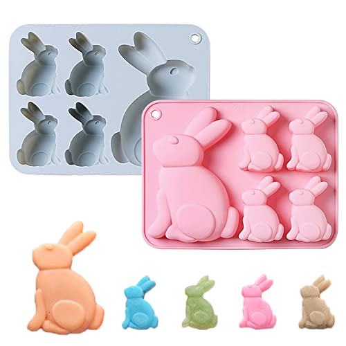 Tuxxzis 2-Pack Easter Bunny Mold Set, 3D Cute Easter Bunny Silicone Mold for Baking Easter Treats...