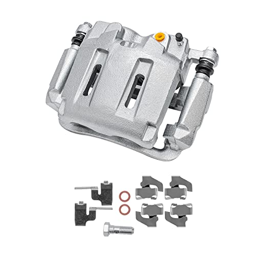 Image of Detroit Axle - Front Drilled Brake Rotors Passenger Side Brake Caliper Replacement for Ford F-250 F-350 Super Duty - 3pc Set