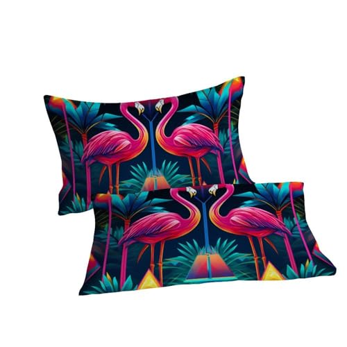 Housse de couette flamant rose ensemble lit 3 pièces 2 taies d'oreiller 200x200