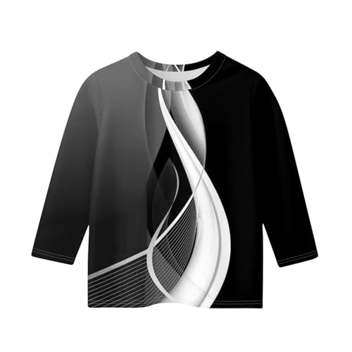 Girls Shirts 3/4 Sleeve Casual Clothes 8-9 Fall Round Neck Tops Comfy Elbow Sleeve Teen Shirts Color Block 3-14 Years2