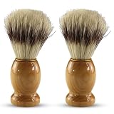 Iconikal 2-Pack Wood Handled Badger Hair Shaving Brush For Use With