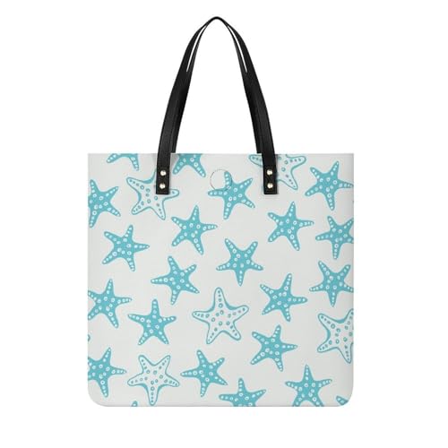 Sac à main shopper étoile de mer bleue grand cabas 39x39cm pour tout transporter en voyage