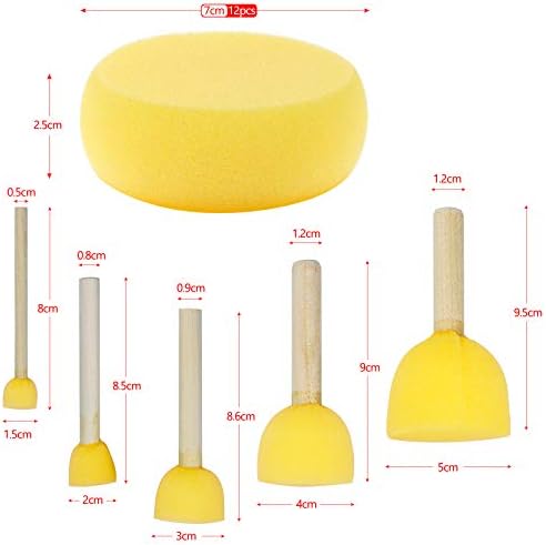 KUPUNK 17Pcs Round Foam Sponge Brush Set Artist Sponges Synthetic Watercolor Sponges Painting Tools for Art Crafts and DIY Project