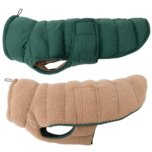 Chaqueta reversible para perros con piel de Sherpa térmica y diseño de búfer integrado 2