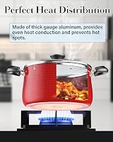Cook N Home Professional Pots and Pans Nonstick Cookware Set, Belly Shape Kitchen Cooking Set with Frying Pans and Saucepans, Induction Compatible, 10-Piece, Red — image 5
