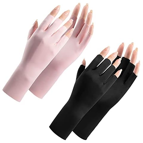 Vikodah Women Fingerless Gloves Summer UV Protection Gloves Cool Ice Silky Gloves Sun Block Driving Gloves Unisex Cover