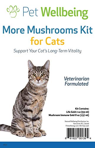 Pet Wellbeing More Mushrooms Kit For Cats With Cancer - Immune System Support And Antioxidant Protection - Turkey Tail, Reishi, Maitake, Astragalus, Blessed Thistle, Sheep Sorrel #TOP11