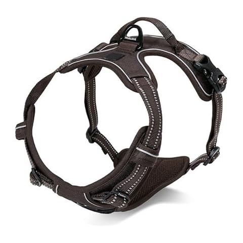 Chai's Choice Dog Harness Vest Large (Chocolate) | Comfortable & Secure with Adjustable Strap Soft Padded Dog Vest | No-Choke & Easy Control Pet Oxford | 3M Reflective Stripes for Dog Visibility Cover