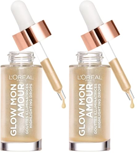 Image of L’Oreal Paris Highlighting Drops, Glow Mon Amour Sparkling Love, Natural and Luminous, Liquid Formula with Nourishing Coconut Oil (Pack of 2)