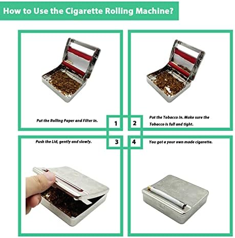 CIGTACO Cigarette Rolling Machine for Cigarette Rolling, Silver Cigarette Roller Case and Tobacco Storage.