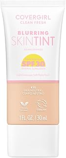 COVERGIRL Clean Fresh Blurring Skin Tint with SPF 30, 410 Fair Neutral, Liquid Foundation, Soft Matte Finish, Smooths, Brightens, Blurs Pores, Mineral Sunscreen, Vegan Formula