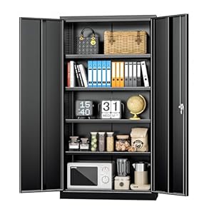 INTERGREAT Black Metal Storage Cabinet Doors, 72" Locking Steel Storage Cabinet with Shelves, Tall Metal Cabinet Lockable Steel Cabinets for Home Office, Garage INTERGREAT Black Metal Storage Cabinet Doors 72 Locking Steel Storage Cabinet with Shelves Tall Metal Cabinet Lockable Steel Cabinets for Home Office Garage