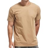 VEIISAR Mens Wash T Shirt - Short Sleeve Crew Neck Classic Fitted Tees Khaki L