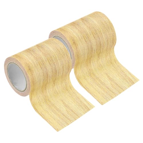 Image of PATIKIL Wood Grain Tape 3.15 inch x 15 Ft, 2 Pcs Self-Adhesive Wood Texture Repair Tape Realistic Wooden Effect Patch for Furniture Cabinets Floor Walls,Yellow Oak