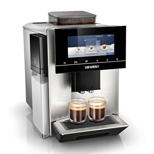 Siemens Kaffeevollautomat EQ900 plus, großes farbiges TFT-Display, autom. Reinigungsystem via Kartuschen, 36 Heiß- und Kaltgetränke, Cold Brew, Doppeltassenfunktion, super leise, Edelstahl, TQ903DZ3