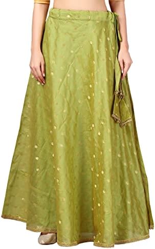 Studio Shringaar Women's Polyester Readymade Chanderi Silk Long Skirt Lahenga