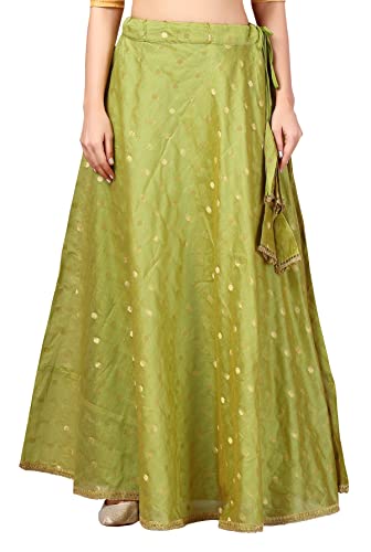 Studio Shringaar Women's Polyester Readymade Chanderi Silk Long Skirt Lahenga
