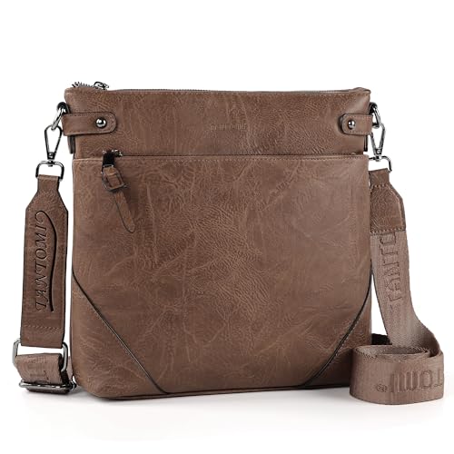 Image of TANTOMI Crossbody Bags for Women, Vegan Leather Hobo Purse for Travel, Shoulder Handbags with Adjustable Wide Strap