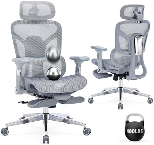 Ergonomic Office Chair with Footrest-Mesh Desk Chair with Adjusta...