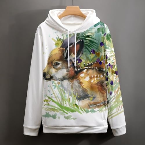 Sweat à capuche cerf aquarelle le cadeau mixte idéal en taille S - 4