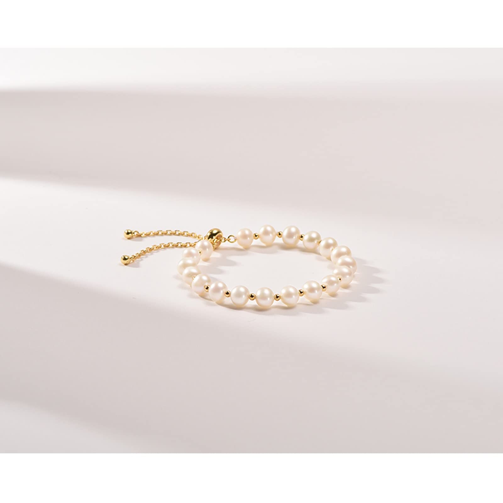 LNNSHX Pulsera para Mujer Pulsera de Perlas Pulsera de Perlas de Agua Dulce de Plata 925 6-7 mm Cerca Redonda pequeña joyería de Regalo de Año Nuevo Fresco para Novia Padres Pulsera joyería