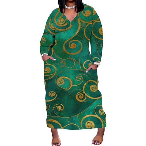 Image of Womens African Dresses Sexy Casual T-Shirt Dresses Long Sleeve Oversized Baggy Summer Sundress