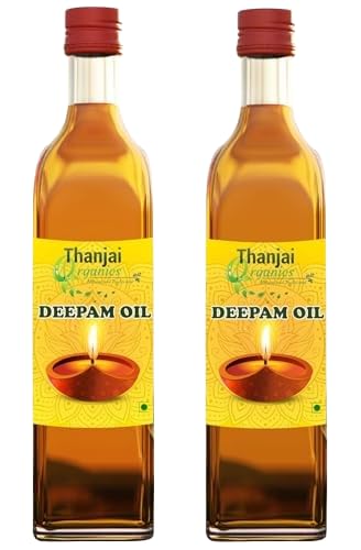 Thanjai OrganicsPooja Oil | Smokeless Til oil | Handmade Sesame/Gingelly Oil for Diya & Lamps | Ideal for Indian Diwali Festival, Daily Pooja (Pack of 2).