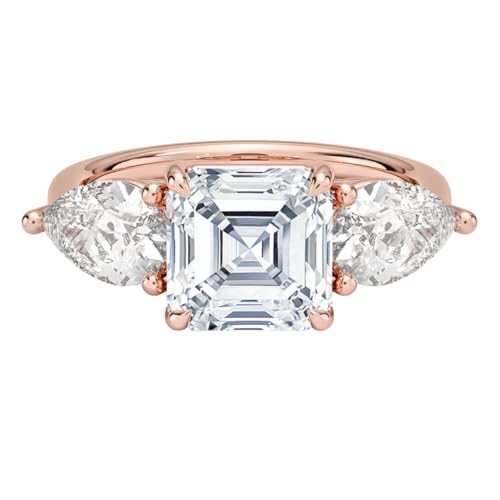 2 CT Asscher Cut Lab Grown Diamond Luxe Three Stone Engagement Ring For Her