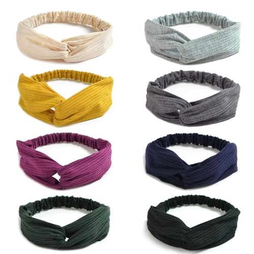 AQOKKA Elastic Knotted Headbands for Women Cloth Head Hair Bands for Women's Hair Non Slip Boho Wrap Twisted Hair Accessories