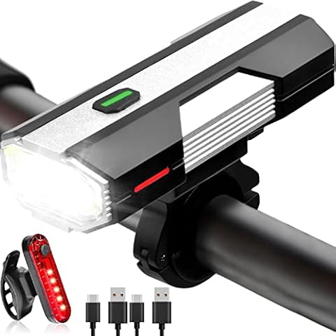 Voph Bike Lights, 6+4 Modes Rechargeable Type-C Bike Light for Night Riding, Anti-Dazzle High Lumen LED Bike Lights Front and Rear, Bicycle Light Set Front and Back for Biking, Cycling, Road Cover