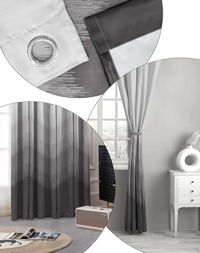 Image of Kivo Digital Print 85% Blackout Curtains for Door /Window, Thermal Insulated, Tie Back, Wider Width 50 in, Eyelet Curtains for Living Room /Bedroom (Dark Stone 7 ft Set of 1)