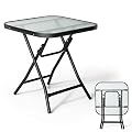 GIANTEX Mesa de Exterior de Cristal Plegable