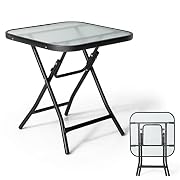 GIANTEX Mesa de Exterior de Cristal Plegable