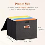 Lifewit A4 File Storage Organiser Box with Lid, Portable Document Storage Box with Plastic Slide, File Folder Organizer for School Home Office Supplies, Dark Grey - Image 2