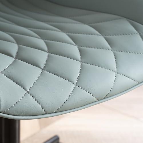 YOUNIKE Home Office Desk Chair with Wheels Modern Ergonomic Wide Task Chair with Adjustable Back Swivel Rolling Vanity Chair Faux Leather Comfortable Armless Computer Task Chair Study Greyish Green by YOUNIKE - Used condition - Image 8