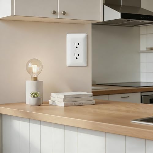 Image of ZEFTV 10 Pack Duplex Outlet Covers Wall Plates 1-Gang Switch Outlet Electrical Cover Plate Unbreakable Thermoplastic Faceplate for Light Receptacle Outlet Switch, Glossy White