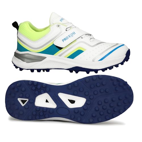 Image of PRO KVH Plus 2.0 Cricket Shoes for Men's White Red Orange Blue - Fast Strap Rubber Spikes, Lightweight,Performance, Comfort, and Durability Shoe for All-Round Performance