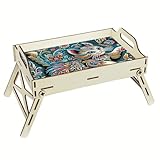 Plateau de service en bois avec poignée - De chaque côté du plateau de service en bois de peinture diamant se trouve une large poignée qui est ergonomique, il assure la stabilité lors de l'utilisation de la palette en bois, maintient la poignée plus ferme et garantit que les objets de la palette ne tombent pas.