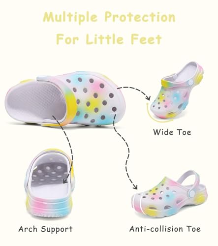 Image of Boys and Girls Tie Dye Clogs for Kids,Unisex Eva Mules for Big Kid,Little Kid,Boy and Girl Closed Toe Slide Sandals,Black and White