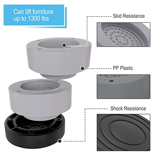 Nachell Adjustable Bed Furniture Risers Elevate Either 1.3" Or 2.3" Heavy Duty Bed Riser For Couch, Chair,Sofa,Table Legs,Lifts Up To 1300 Lbs(4 Pack,Grey) #TOP2