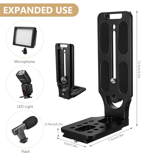 Ficha técnica Soporte para Cámara DSLR L Soporte Horizontal Vertical Universal Soporte en L de Liberación Rápida para Arca Swiss con Tornillo de 1/4 Compatible con dji Canon Nikon Sony Accesorio - Fernando Cortés