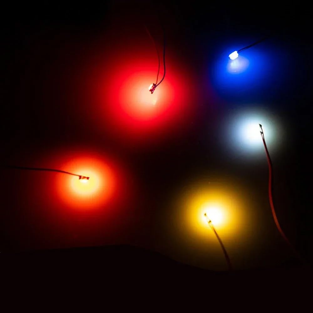 100Pcs/Lot 0402 0603 0805 1206 2.2V 3V Led SMD Wire for Model Train HO N OO Scale Red Black Line Pre-soldered Micro Litz Diorama Railway (Red, SMD 0805)