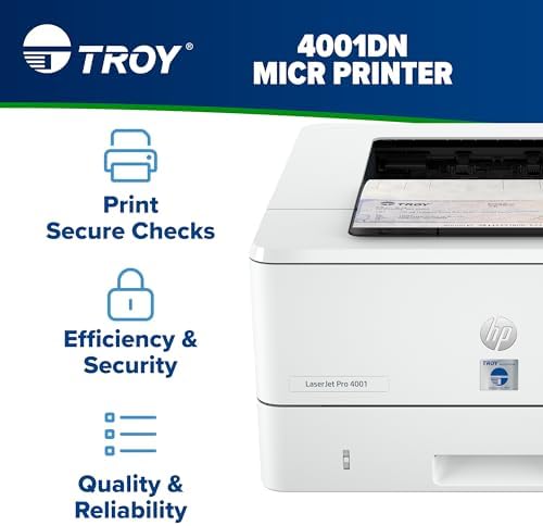 TROY 4001DN MICR 프린터, 체크 인쇄, 250장 용량, 잠금 트레이 1개, 최대 트레이 3개, 최대 42ppm — 사진 2
