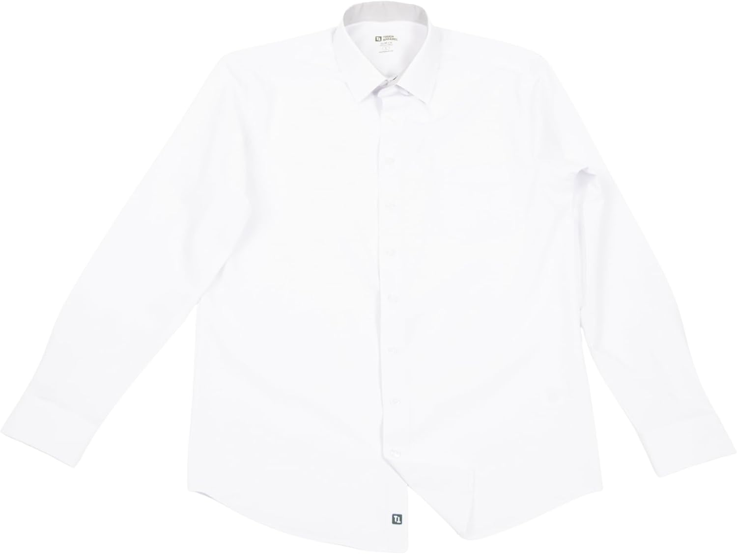 Tough Apparel Hustle Shirt Men's Long Sleeve Dress Shirt 4-Way Stretch Slim Fit Wrinkle & Stain Resistant White