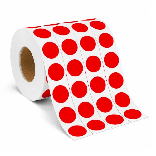 TRTAPE 1/2" Dot Stickers, Circle Sticker Color Code Labels 4000 Red Dots